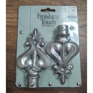 Linen n Things Curtain Rod Key Finials Finishing Touch Pewter New Old Stock B9